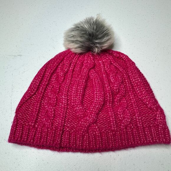 NWOT Banana Republic Infinity Scarf and Beanie Cap Pom Pom Hat Hot Vibrant Pink - Picture 3 of 6